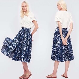 DIANE VON FURSTENBERG RUBY TIE DYE TIGER CHIFFON GODET KNEE LENGTH SKIRT